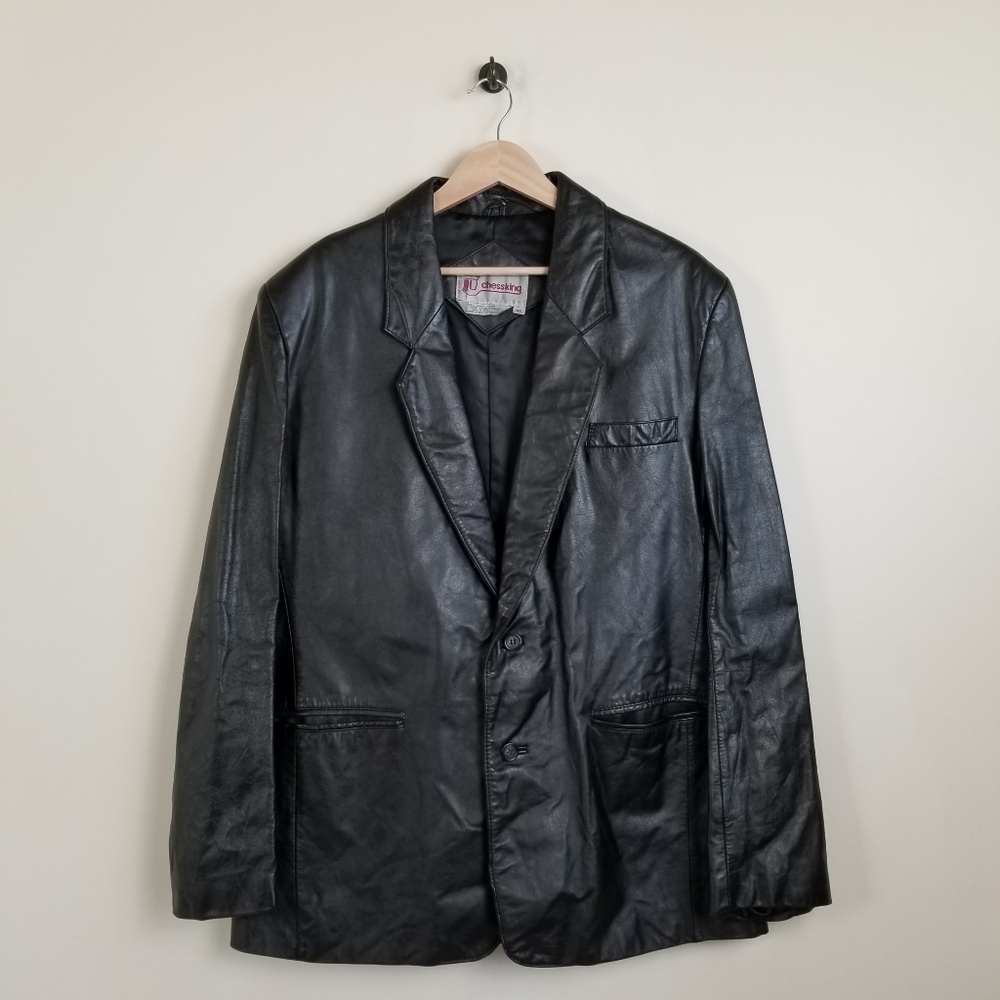 Chess King Leather Jacket Actual 44 Tag 46